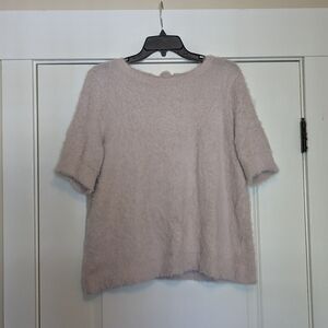 Ann Taylor Loft Fuzzy Sweater Pink Women's Nylon Acrylic Mid Sleeve Top, Size L